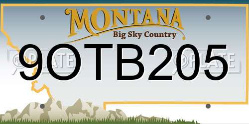 9OTB205 Montana License Plate
