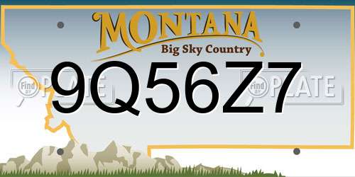 9Q56Z7 Montana License Plate