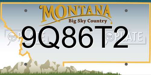 9Q86T2 Montana License Plate