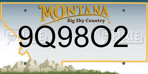9Q98O2 Montana License Plate