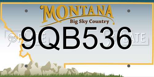 9QB536 Montana License Plate