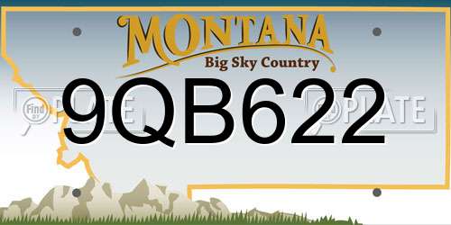 9QB622 Montana License Plate