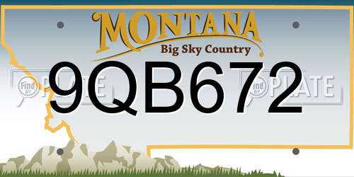 9QB672 Montana License Plate