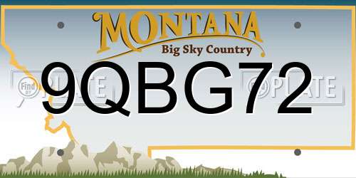9QBG72 Montana License Plate