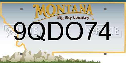 9QDO74 Montana License Plate