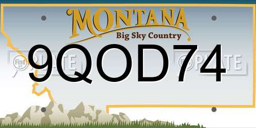 9QOD74 Montana License Plate
