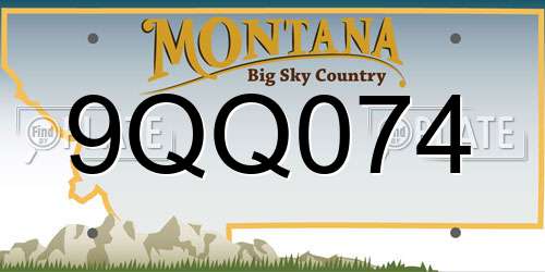 9QQ074 Montana License Plate