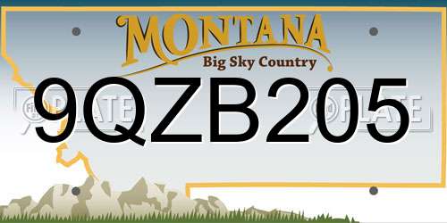 9QZB205 Montana License Plate