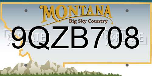 9QZB708 Montana License Plate