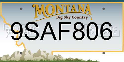 9SAF806 Montana License Plate