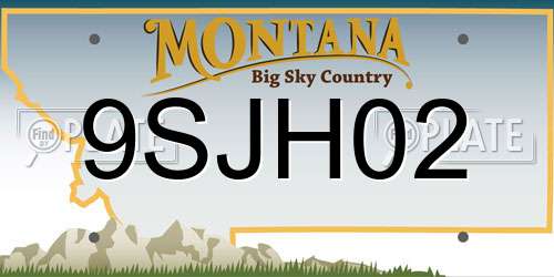 9SJH02 Montana License Plate