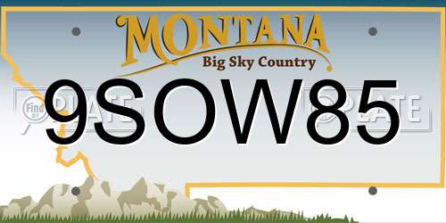 9SOW85 Montana License Plate