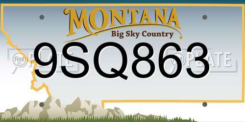 9SQ863 Montana License Plate
