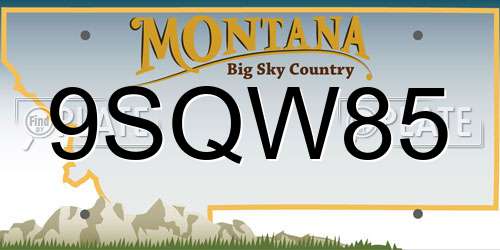 9SQW85 Montana License Plate