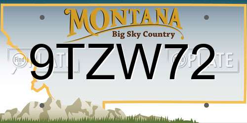 9TZW72 Montana License Plate