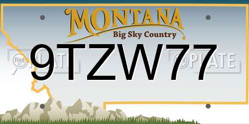 9TZW77 Montana License Plate