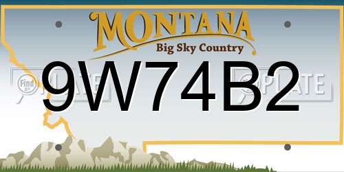 9W74B2 Montana License Plate