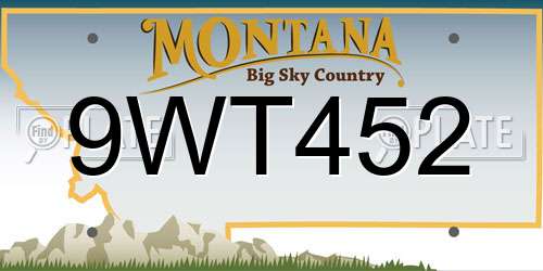 9WT452 Montana License Plate