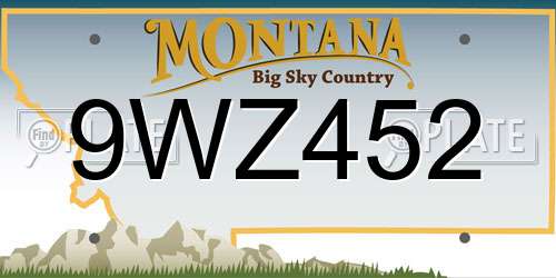 9WZ452 Montana License Plate