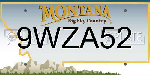 9WZA52 Montana License Plate