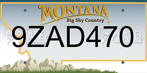 9ZAD470 Montana License Plate