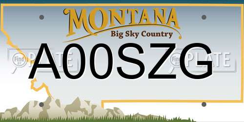 A00SZG Montana License Plate