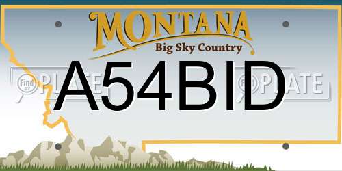A54BID Montana License Plate