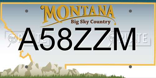 A58ZZM Montana License Plate