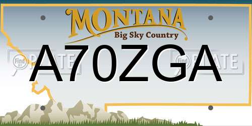 A70ZGA Montana License Plate