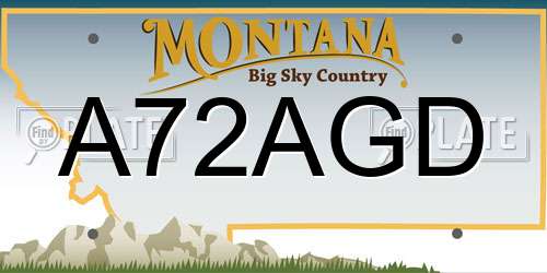 A72AGD Montana License Plate