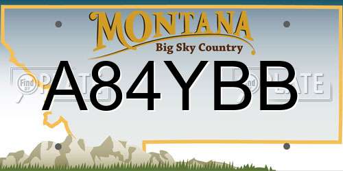 A84YBB Montana License Plate