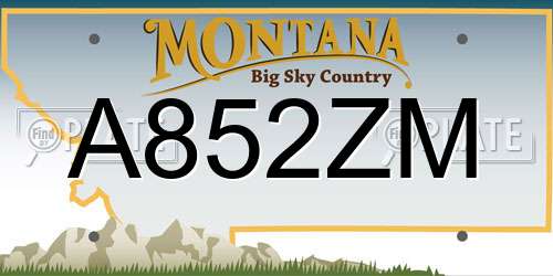 A852ZM Montana License Plate