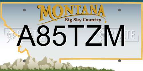 A85TZM Montana License Plate