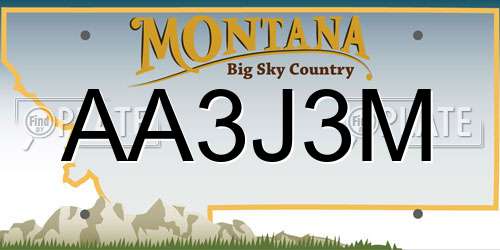 AA3J3M Montana License Plate