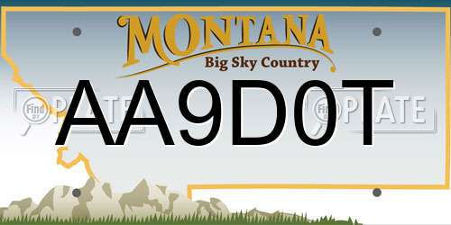 AA9D0T Montana License Plate