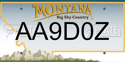 AA9D0Z Montana License Plate