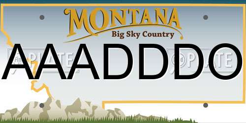 AAADDDO Montana License Plate