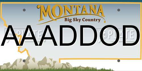 AAADDOD Montana License Plate