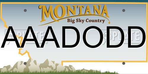 AAADODD Montana License Plate