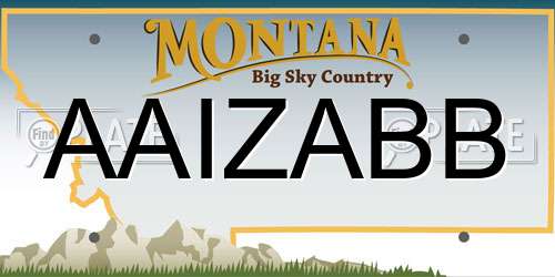 AAIZABB Montana License Plate