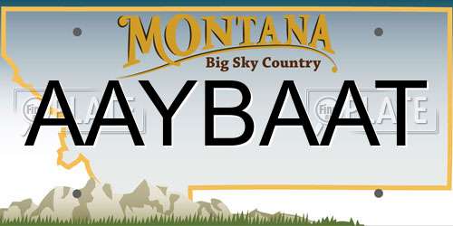 AAYBAAT Montana License Plate