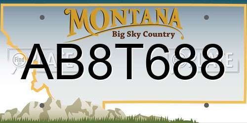 AB8T688 Montana License Plate