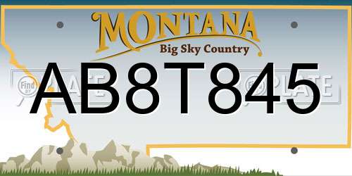 AB8T845 Montana License Plate