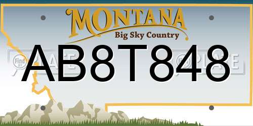 AB8T848 Montana License Plate