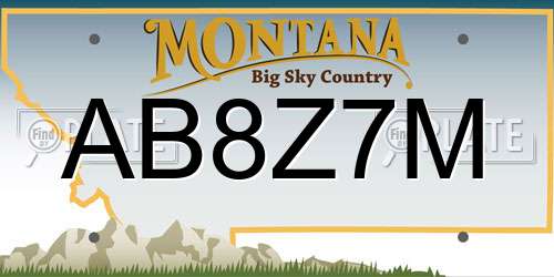 AB8Z7M Montana License Plate