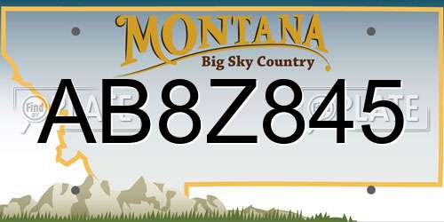 AB8Z845 Montana License Plate