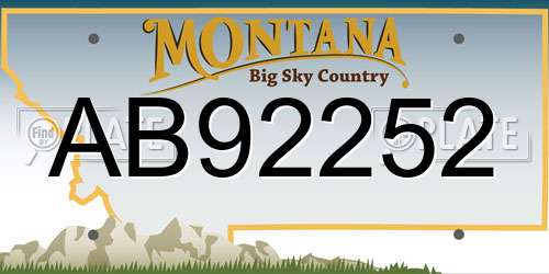 AB92252 Montana License Plate