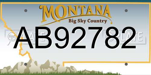AB92782 Montana License Plate