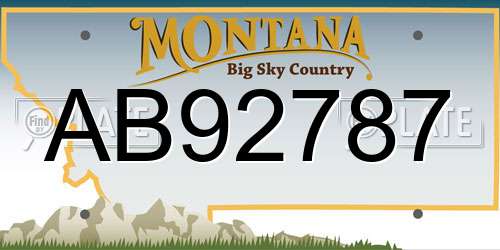 AB92787 Montana License Plate