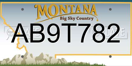 AB9T782 Montana License Plate